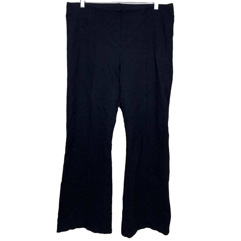 Primark Flared Leggings Womens 12 Black Front Seam Detail Stretch Bell Bottom